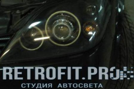 Nissan Primera (2001-2008) — установка линз + Angel Eyes + покраска фар