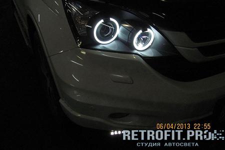 Honda CRV (2006-2009) — установка Angel Eyes + покраска фар